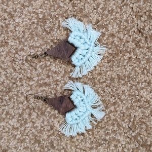 Mint macrame earrings
